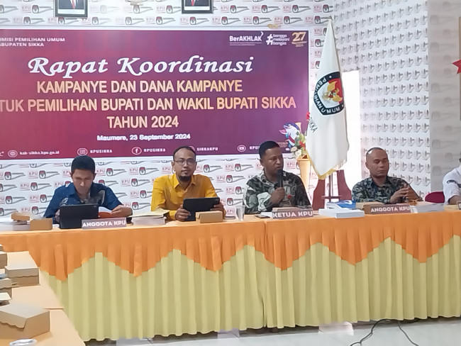 KPU Sikka menggelar Rapat Koordinasi Kampanye dan Dana Kampanye, Senin (23/9)
