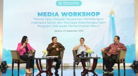Moderator dan para narasumber dalam Media Workshop BPJS Kesehatan Rabu (25/9)