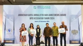 Tiga wartawan pemenang Lomba Karya Jurnalistik BPJS Kesehatan Tahun 2024 Kategori Televisi