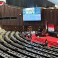 Suasana ruang sidang paripurna di gedung MPR/DPR, Senayan, Jakarta jelang pelantikan Presiden dan Wapres RI 2024-2029 Prabowo Subianto-Gibran Rakabuming