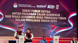 Calon Gubernur NTT Ansy-Jane saat debat ketiga malam ini, Rabu (20/11)