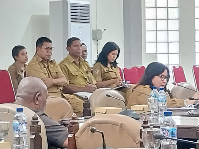 Penjabat Sekda Sikka Margaretha Movaldes Da Maga Bapa saat RDP terkait hasil seleksi P3K, Selasa (7/1)