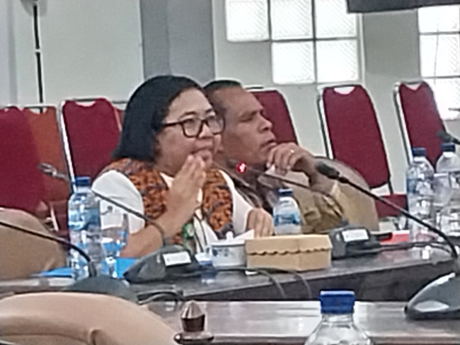 Direktur RSUD TC Hillers Maumere Dokter Clara Francis saat Rapat Kerja bersama Komisi 1 DPRD Sikka, Kamis (27/2)