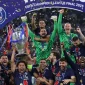 Selebrasi kubu PSG usai bekuk Inter Milan di Final Liga Champions, Minggu (1/6) dinihari WIB