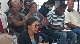 Christin Geor, perwakilan PT One Degree Fish saat RDP bersama DPRD Sikka, Rabu (4/6)