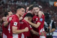 Timnas Indonesia euforia saat mencetak gol ke gawang Cina