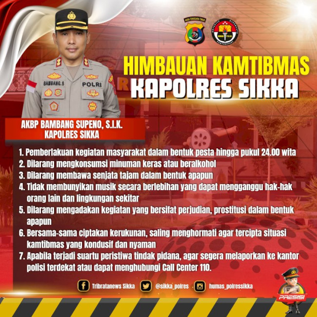 Imbauan Kapolres Sikka AKBP Bambang Supeno terkait ketenteraman dan ketertiban umum