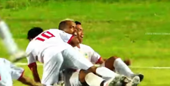 Aksi pemain Persematim usai gol kedua ke gawang Persab, Kamis (20/11)