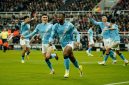 Selebrasi Semenyo usai melesakkan gol tunggal membawa Mancheister City juara FA Cup