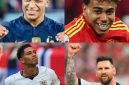 Kolase foto Kylian Mbape, Lamine Yamel, Jude Bellingham, Lionel Messi